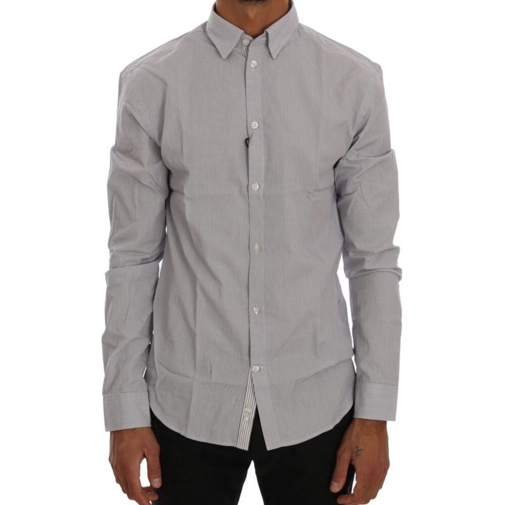 Frankie Morello White Blue Check Casual Cotton Regular Fit Men's Shirt